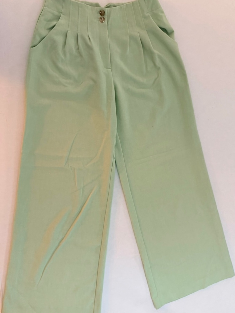 Maeve Classic High-Waist Wide-Leg Pants in Bright Pistachio Size 8 - Picture 2 of 11